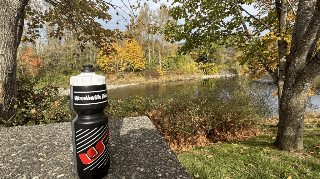 Water bottle on a concrete table  