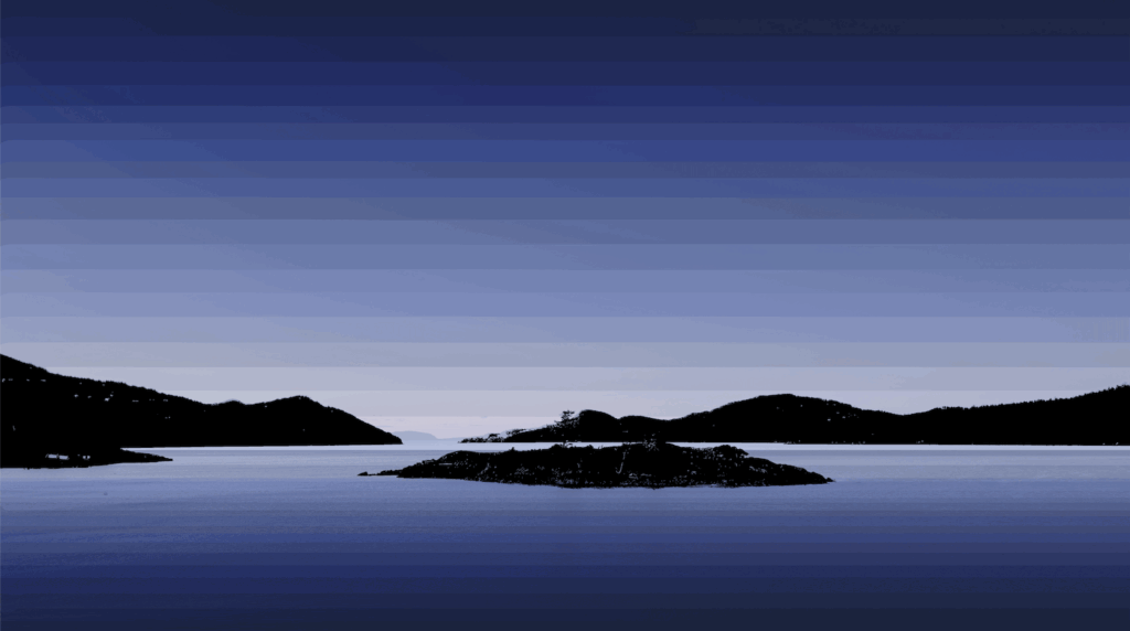 colorized image of islands in what feels like cold weather.